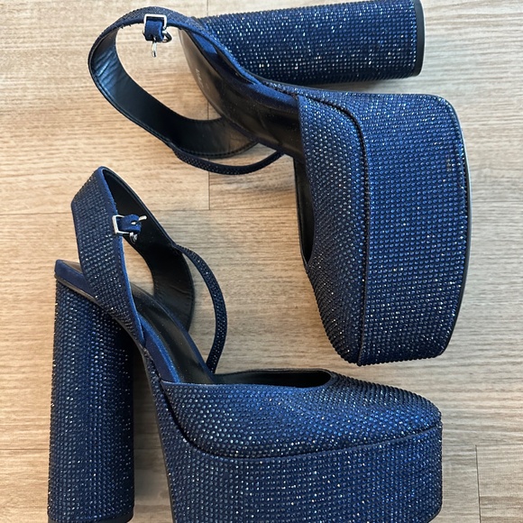 Zara blue crystals rhinestone platform heel sandals - Picture 2 of 5